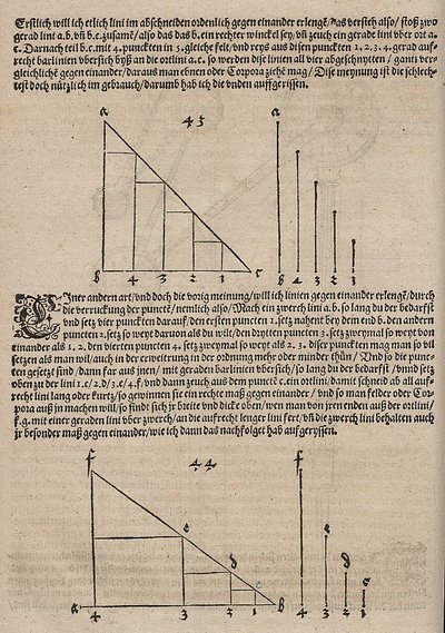Graphical Representation of a Linear Function and an Exponential Function by Albrecht Dürer